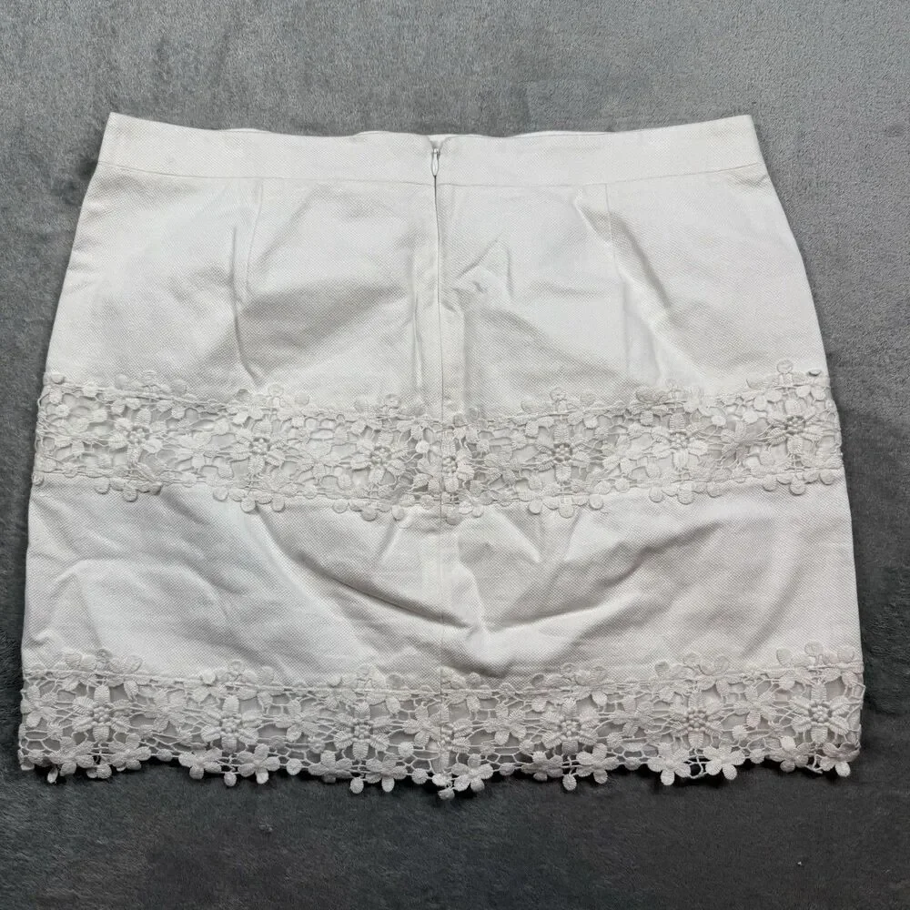 J.Crew Ivory White Lace Daisy Mini Skirt Women’s 14 Cotton Zipper Coquette